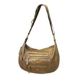 Tod’s Soft Taupe Calfskin Leather Shoulder Bag with Gold Hardware